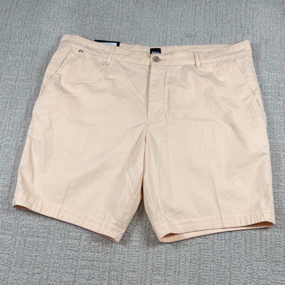 NEW Hugo Boss Mens 40 Peach Slim Fit Slice 9" Cotton Stretch Chino Shorts